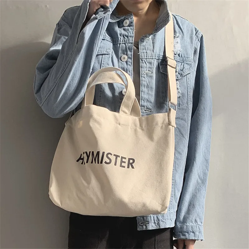 Class Letter Canvas Bag Student Zipper Book Bag Large Capacity Crossbody Bag Teen Men Women Handbag Shoulder Bag