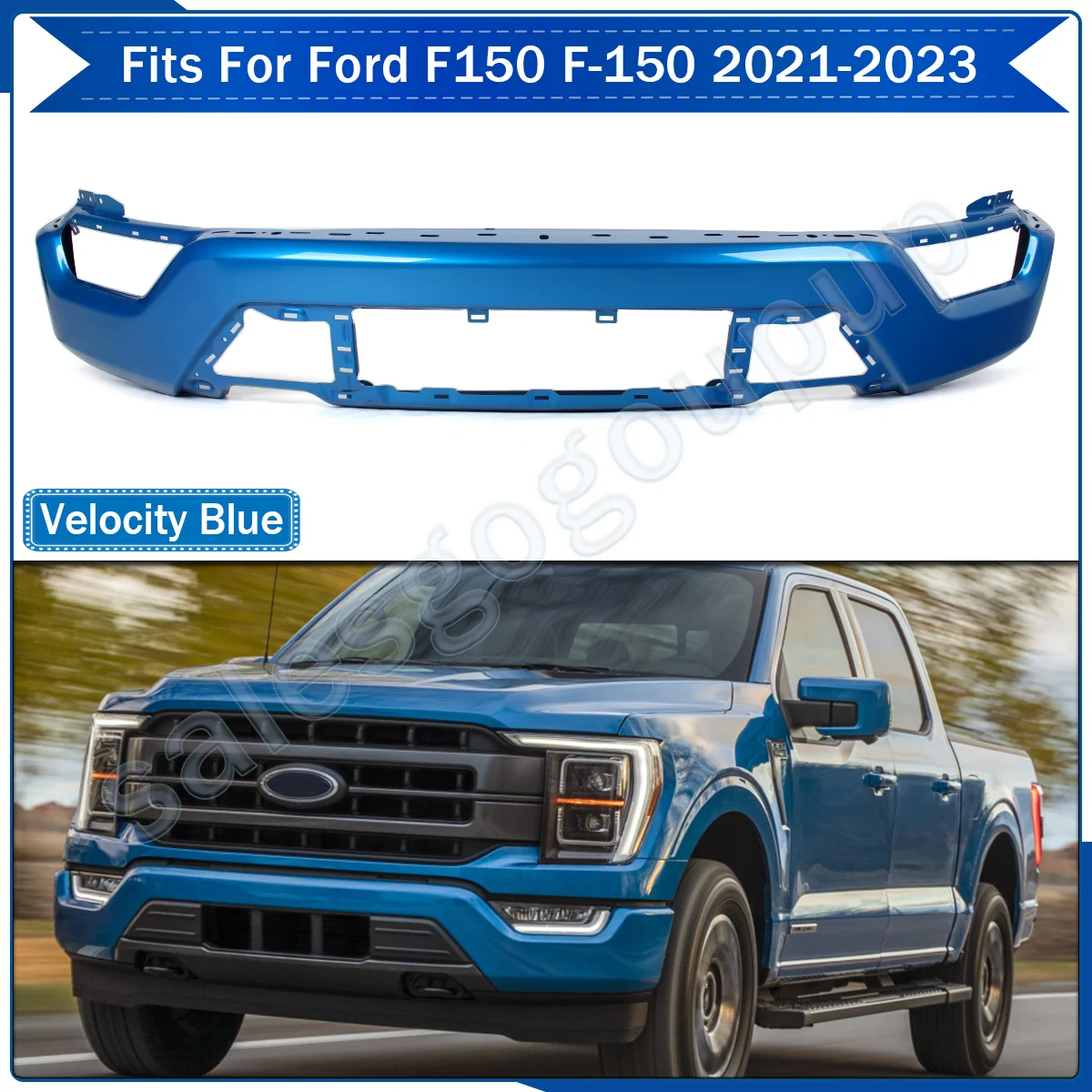 Blue Steel Front Surround Body Kit Proctive Bumper Steel Front Bumper Face Bar with Fog Lights Hole Fit For Ford F150 2021-2024