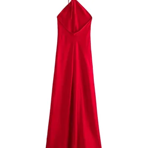 Long headboard traf-coated women, backless satin dress, out of shoulder, sexy midi dresses, elegant party dress, 2022 6 Main Sales Satin Dress - №4