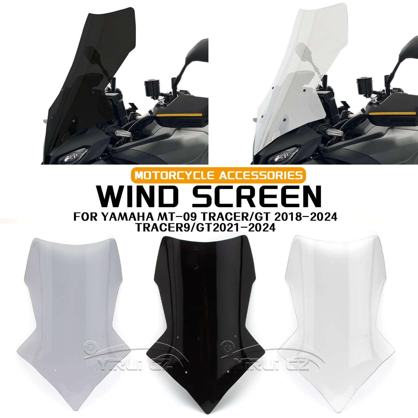 

FOR YAMAHA MT-09 TRACER/ GT 2018-2024 Windscreen Motorcycle Accessories Windshield windshield accessories TRACER9/ GT 2021-2024