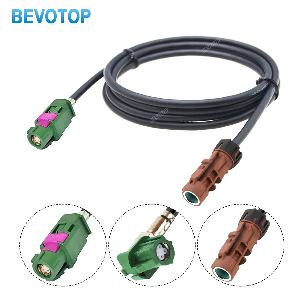 BEVOTOP Waterproof HSD F to Non-WP HSD E Female 4Pin Connector Car LVDS Video Line 360° View Front Camera Wiring Harness Cable