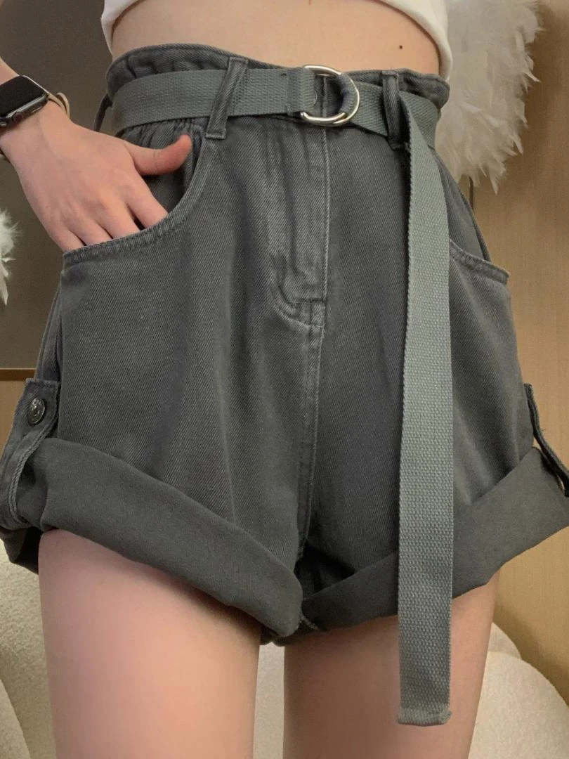 

Summer Vintage High Waist Workwear American Sle Women's plus Size Straight Leg Slimming orts High Street Trend Ins