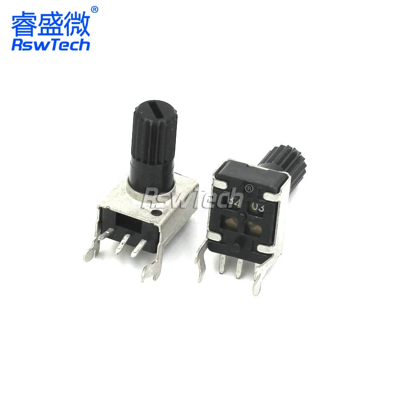 5 Stück 12,5 Potentiometer direktes Einstecken vertikal einstellbarer Widerstand vertikal 5k 10k 50k k 3-Fuß-langer Griff mm rv09 Typ