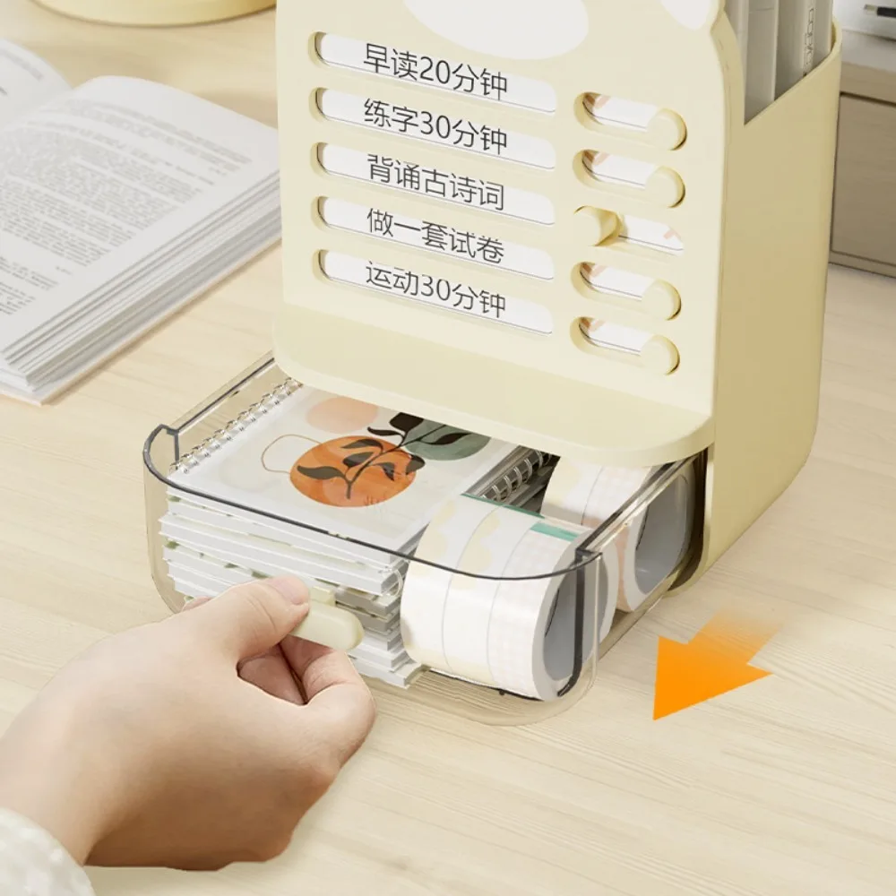 حامل قلم الانضباط الذاتي ذو سعة كبيرة متعدد الوظائف للقيام بقائمة منظم سطح المكتب صندوق تخزين الطالب ذو درج شفاف