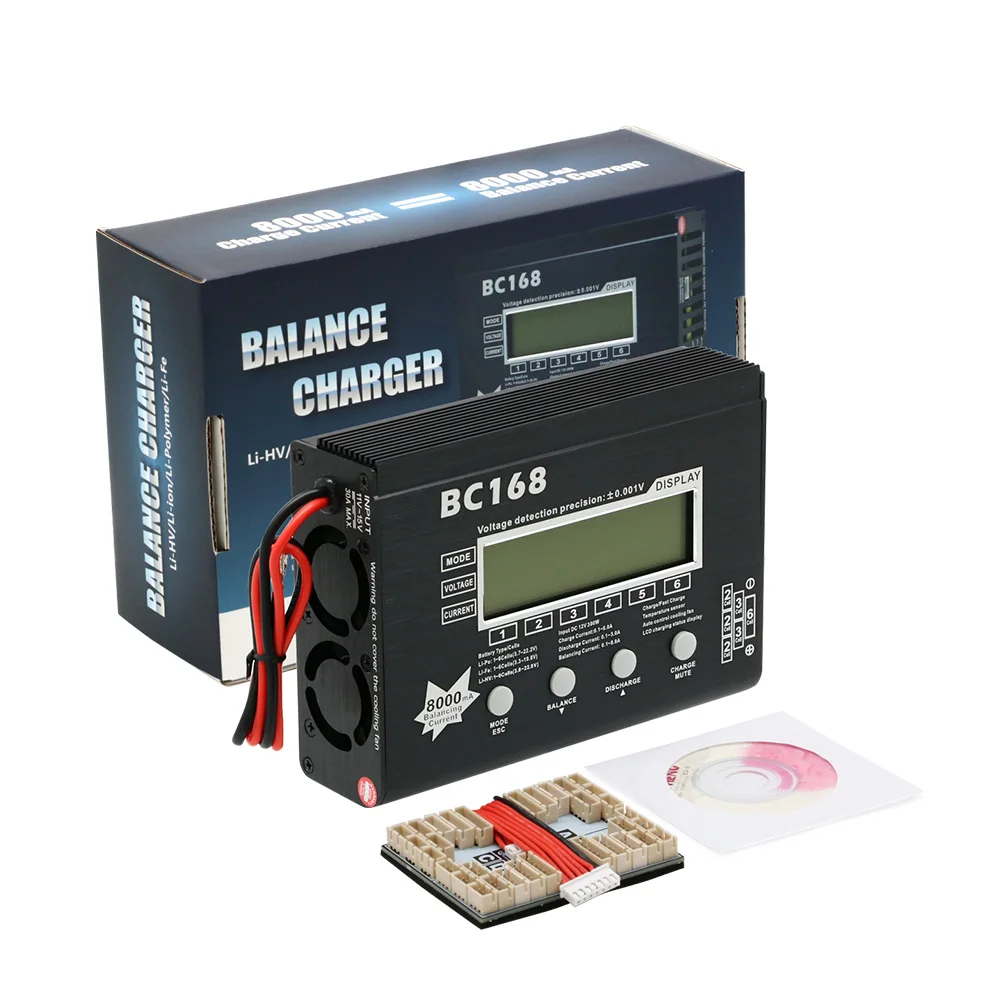 AOK BC168 1-6S 8A 200W 8000mA Current LCD Display Intelligence Balance Charger/Discharger 30A Power Adapter
