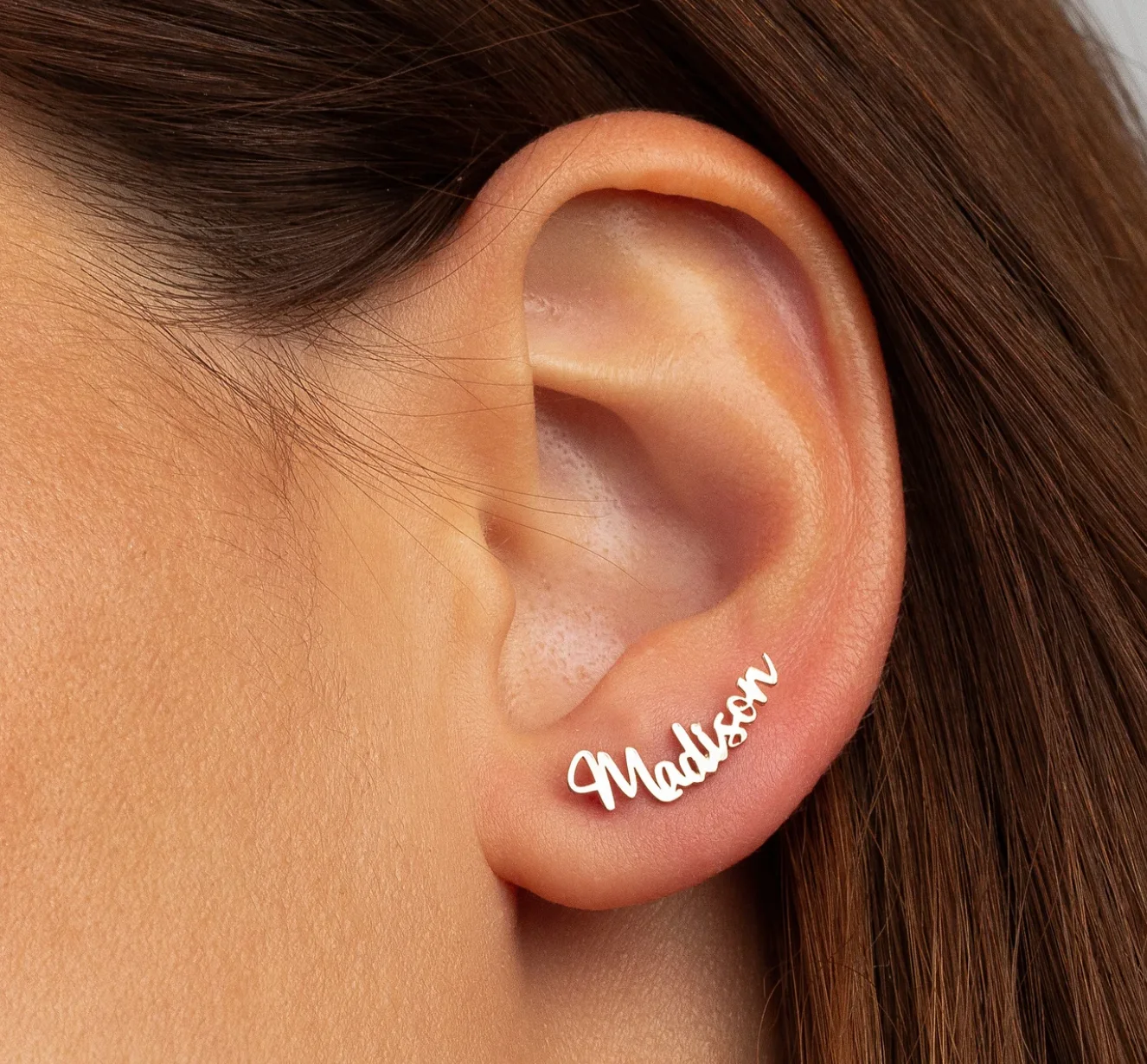 Personalized Stainless Steel Customized Micro Double Letter Name Earrings Couple Friends' Birthday and Christmas Gifts