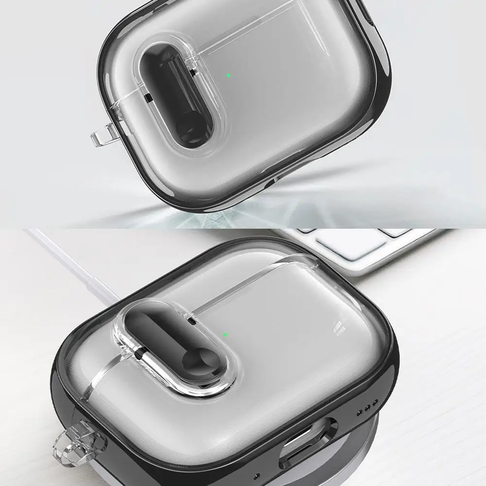 غطاء كريستال شفاف لأجهزة Airpods Pro3 مع قفل مفتاح لأجهزة AirPods Pro 3 أو 4 أو Pro2nd حافظة شفافة مضادة للصدمات لسماعات الأذن