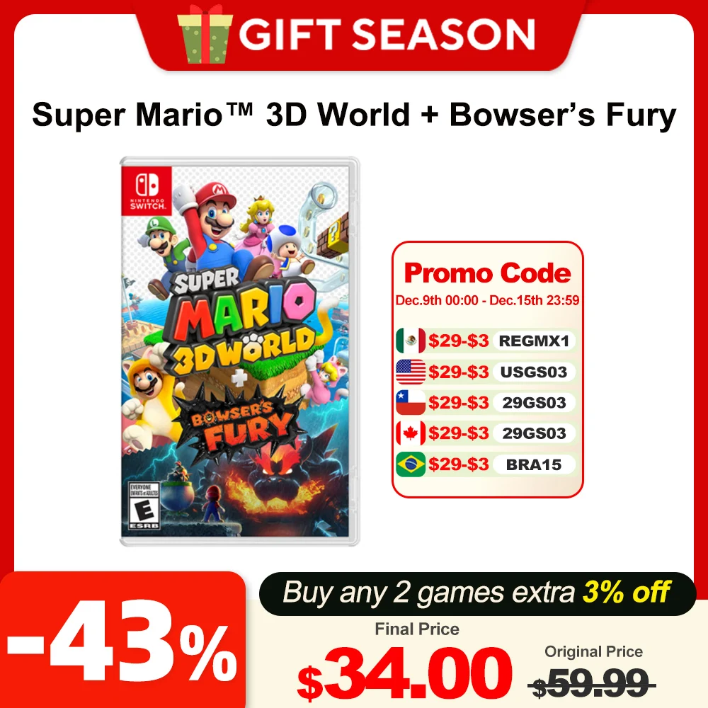 Super Mario 3D World Bowser Fury Nintendo Switch Game Deals 100% Official Physical Game Card Action Genre for Switch OLED Lite