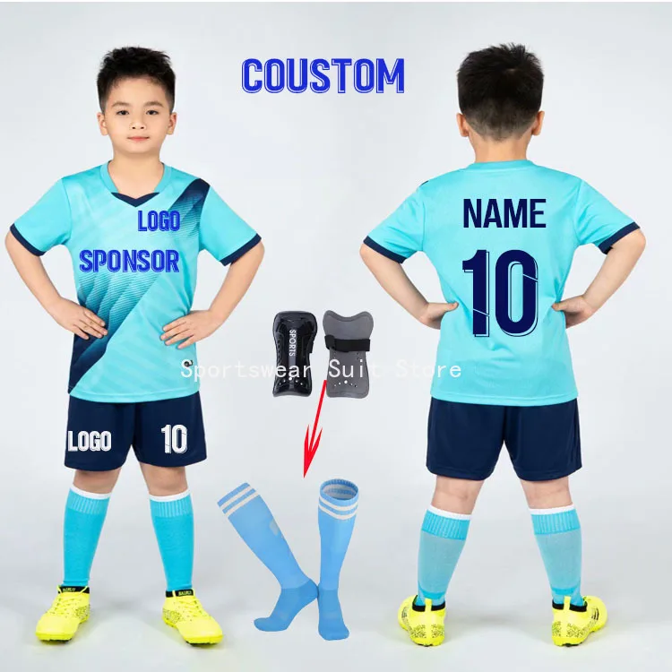 

Комплекты футбольного трикотажа для мальчиков с именем и номером на заказ, детская футбольная спортивная форма, комплекты детской спортивной одежды, детский футбольный костюм