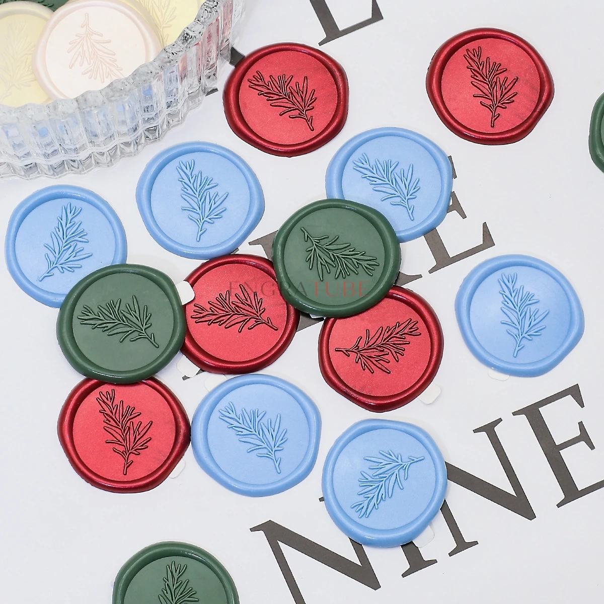 

10pcs Wax Sealing Stamp Stickers Self-adhesive Olive Branch Support Custom For Wedding Party Invitation Scrapbooking Decoration