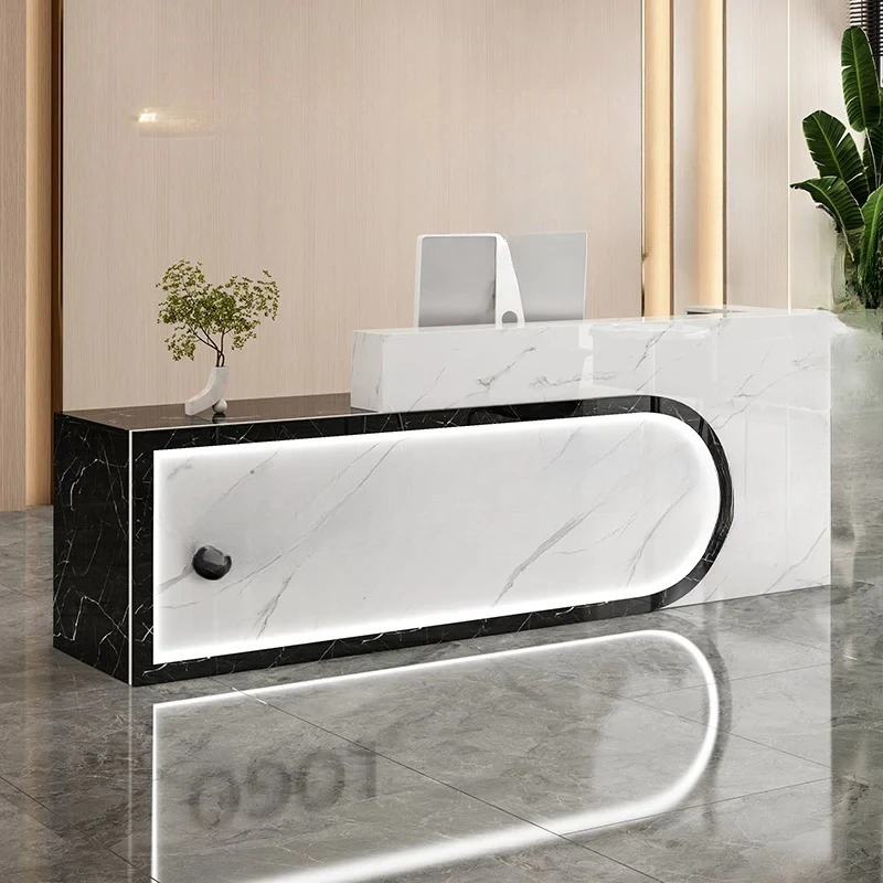Modern Minimalist Front Reception Desk Wooden Infodesk Service Reception Desk Medical Gym Recepcion Mostrador Beauty Furniture