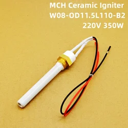 Accenditore in ceramica 230V350W per stufa a pellet Tubo di riscaldamento Candela per stufa a pellet di legno 11,5x6,5x110mm