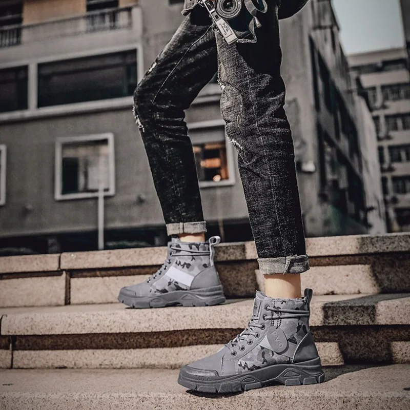 

Large Size 45 48 Men's Winter Snow Boots 2025 New Thickened Fleece Lined Warm Cotton Laced Motorcycle Style Shoes