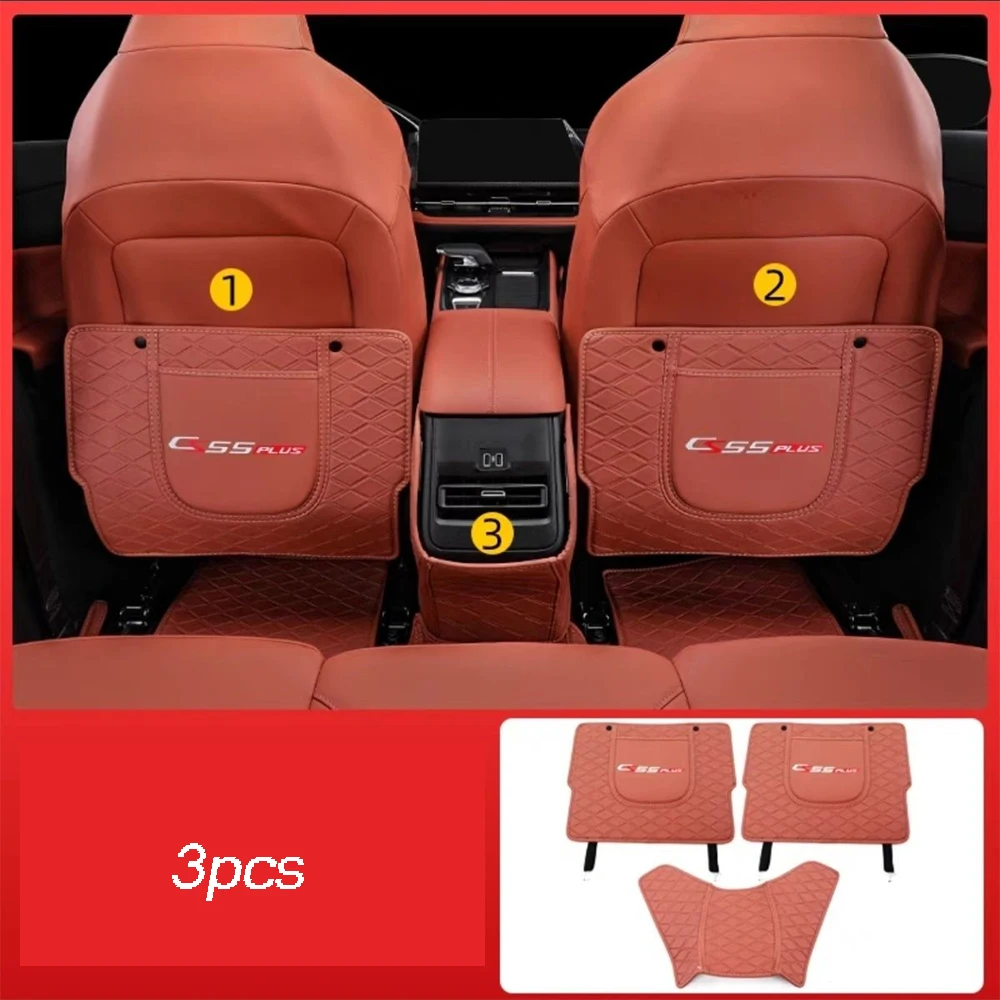 

For CHANGAN CS55PLUS 3nd Gen CS55 PLUS 2024 Leather Car Rear Seat Anti-Kick Pad Back Seats Frame Armrest Anti-dirty Cover trim