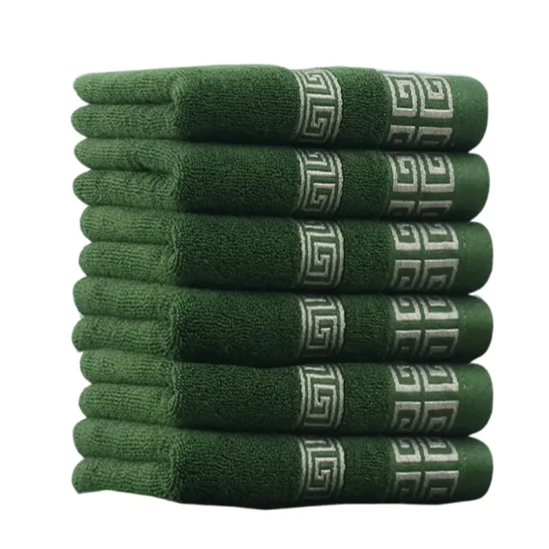 1/4/6PCS 100% Cotton Green Towels Set 34x74cm 70x140cm Embroidered Hotel Bath Towels For Adult Quick-Dry Thicken Soft Face Towel