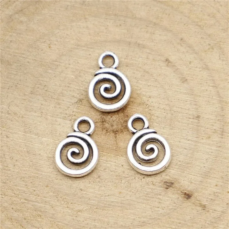 30pcs Charms Spiral Screw Helix Spire Volution 11x8mm Tibetan Silver Color Pendants Antique Jewelry Making DIY Handmade Craft