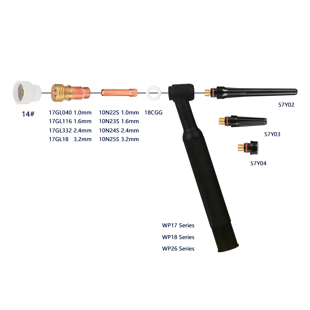 Kit de taza de alúmina con boquilla de cerámica blanca, Kit de antorchas WP17 18 26, pinzas rechonchas, juegos de lentes de Gas corporal, 11 piezas,