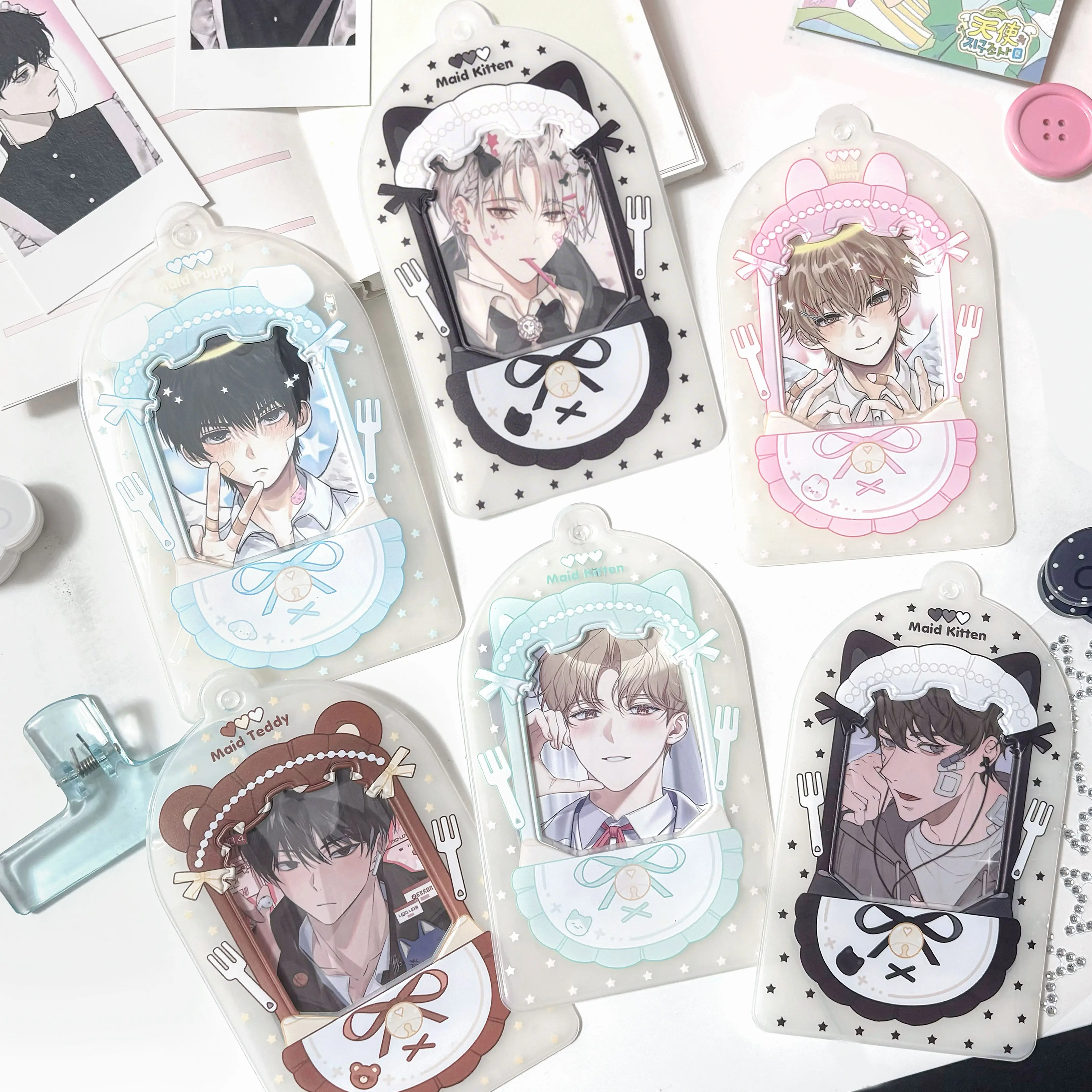 Original Pvc Milky White Card Cover Cute Storage Small Card Cover Star Chasing Gumei Animation Badge