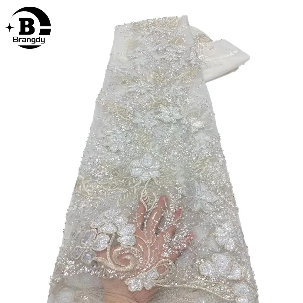 

African Lace Fabric Sequins French Tulle Groom Lace Embroidery 2024 High Quality Lace for Nigerian Wedding Bridal Dresses Sewing