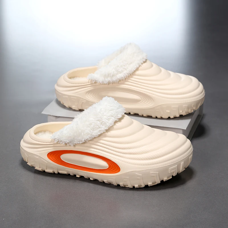 YRZL Zapatillas peludas para hombre, zapatos de casa cálidos de invierno, zapatillas térmicas antideslizantes, cómodas, antideslizantes para interiores, zapatillas de invierno para hombre