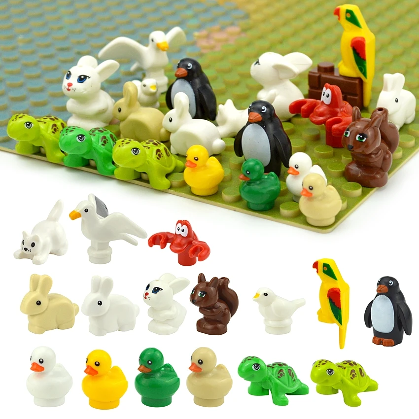 Creative DIY Model cute little Animal MOC Brick Building Blocks Pet Zoo Dog Duck Tortoise Penguin Cat Pig Bird Rabbit Toys