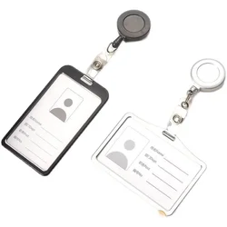 Black Silver Retractable Pull Badge Reel Metal Plastic Card Clip Student Nurse Exhibition Business Card Badge Holder Case