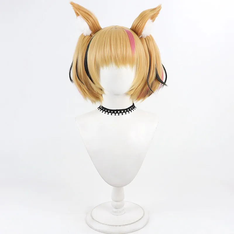 Virtual YouTube Vtuber Omaru Polka Cosplay Wig Halloween Carnival Party Props Synthetic Hair Heat Resistant Fiber + Wig Cap