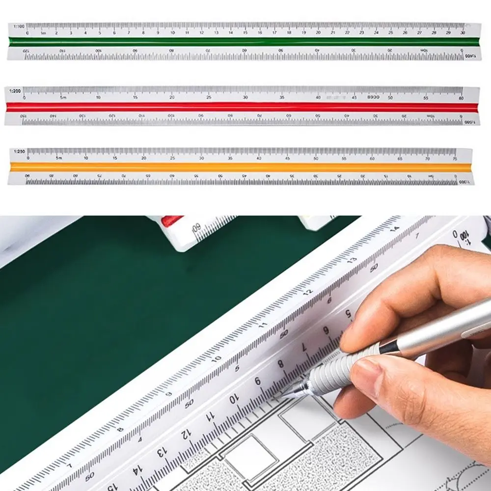 Herramienta de dibujo de 30CM, regla de diseño de papelería, regla de escala, regla técnica, regla Triangular de Ingeniero de Arquitectura