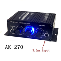 B37B-AK-270 AK270 12V Mini HIFI Power Amplifier Audio Home Car Theater Amplifier 2 Channel Amplifier USB/SD AUX Input