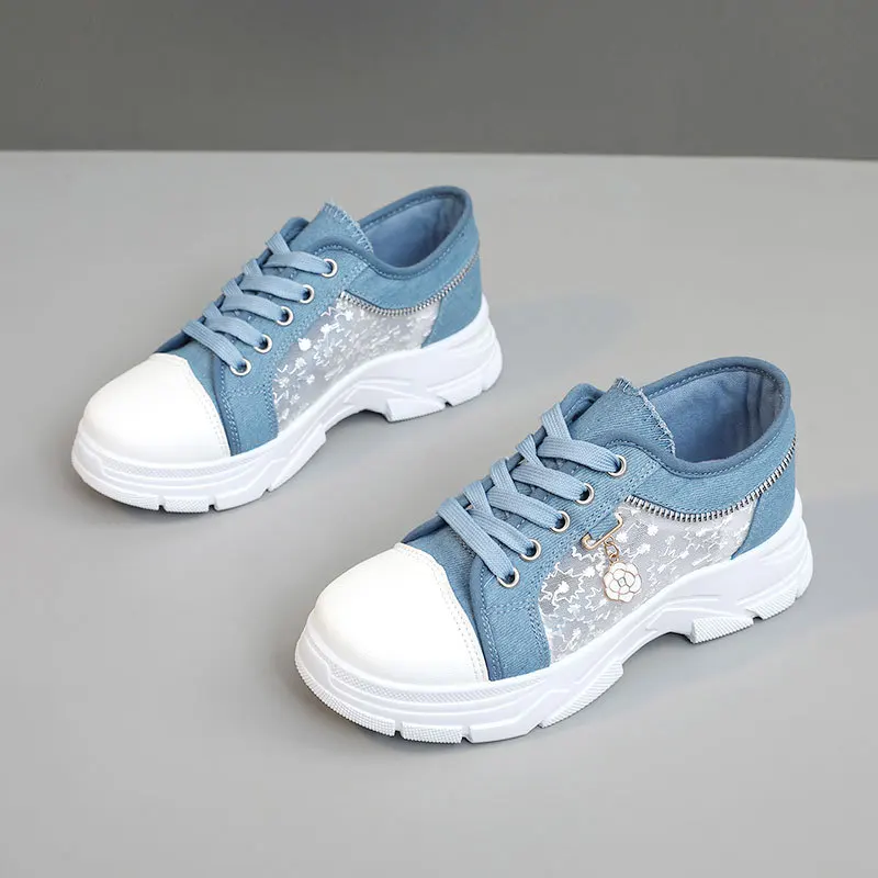 

New Canvas Women's Shoes 2025 Spring Summer Breathable Heightening Platform Casual Shoes Comfort Mesh Sneakers Large size 35-44