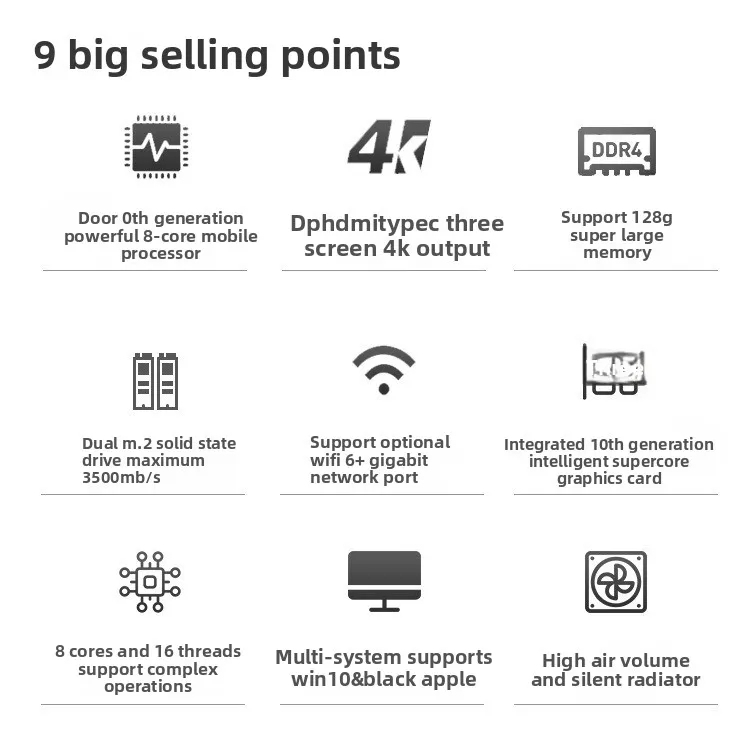 Mini PC portatile Core i9 di 11a generazione 11800H gioco per ufficio domestico i7 piccolo computer desktop miniPC portatile