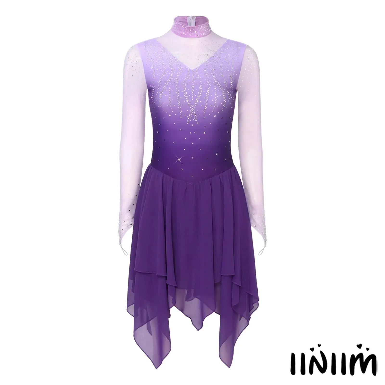 

Womens Elegant Figure Skating Dance Competition Clothing Ladies Pro Stage Ballroom Prom Performance Dance Leotards Dress Outfit