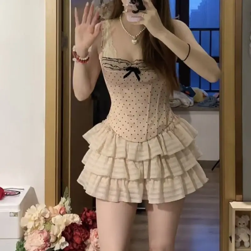 Mini Jupe pour femmes, 2025 Faldas Mujer De Moda, douce, été, taille haute, ligne a, volants, mode, douce et mignonne, Y2k, 63g657