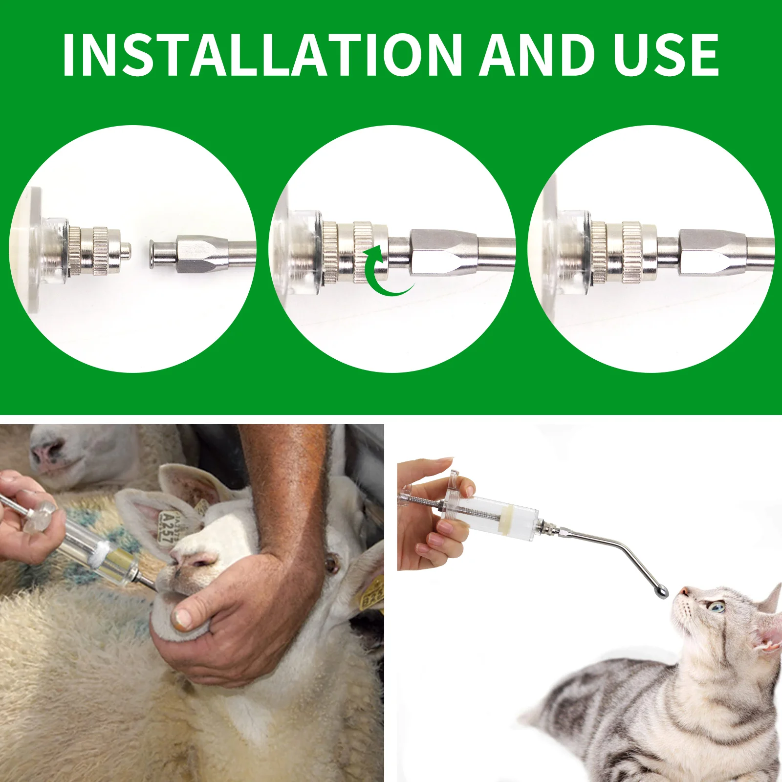 10/20/30/50/100ml Poultry Automatic Syringe With Needle AdjustableBirds Feeding Syringe Vaccine Injection Veterinary Equipments