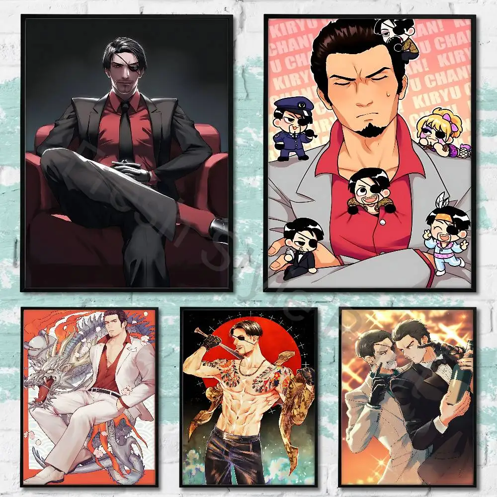 Kiryu Kazuma Majima Y-Yakuza Poster Waterproof HD Wall Art Decal Self-Adhesive Aesthetic Decor For Home Living