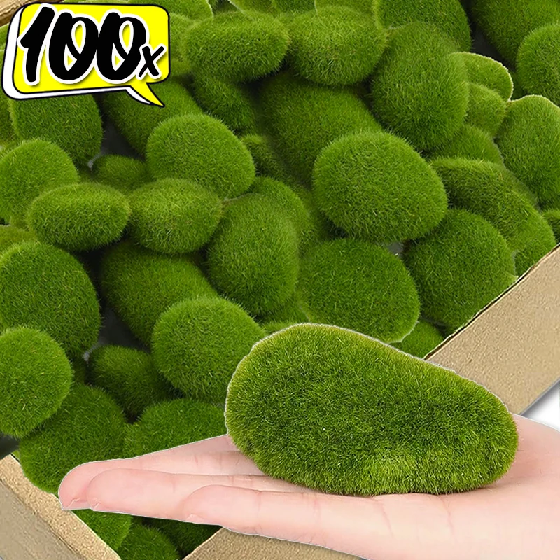 Wholesale Artificial Moss Rock Green Moss Covered Stones DIY Crafts Micro Landscape Pot Decoration Home Garden Simulation Plants