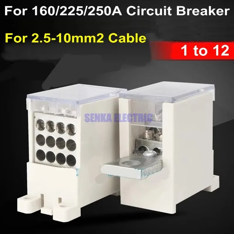 1pcs 1 to 12 Branches Circuit Breaker Switch Terminal Block for 250A MCCB 2.5-10MM2 Wire Connector