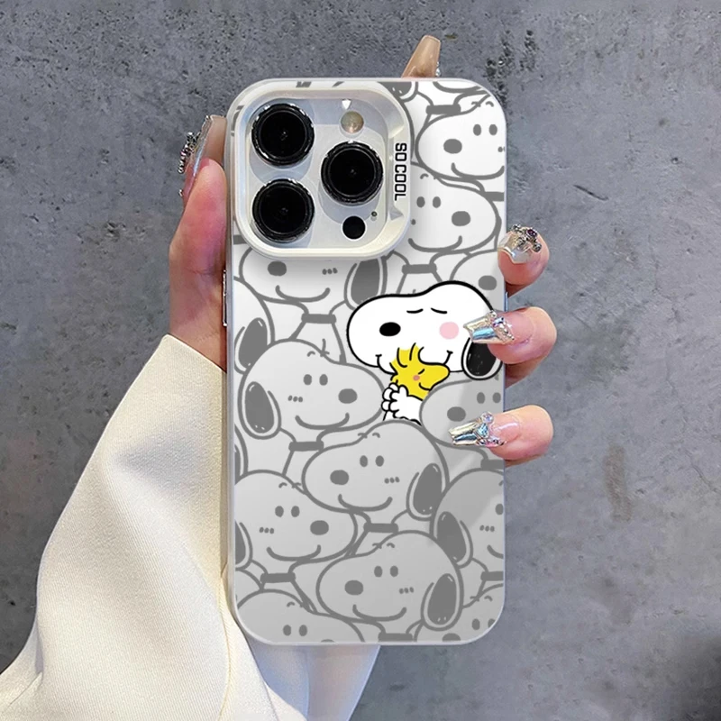 Snoopy Cartoon Gradient Cute Love Phone Case For iPhone 16 15 14 13 12 11 Pro Max XR XS Max 7 8 Plus MINI Y2K Full Screen Cover