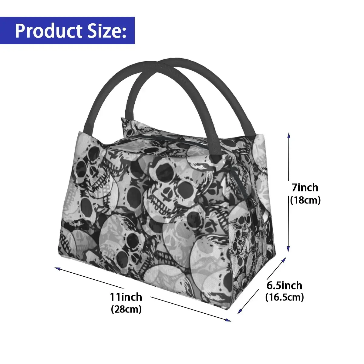 Spooky Halloween Ghost Lunch Bag Skulls Print Lunch Box Casual Outdoor Cooler Bag Convenient Waterproof Thermal Tote Handbags