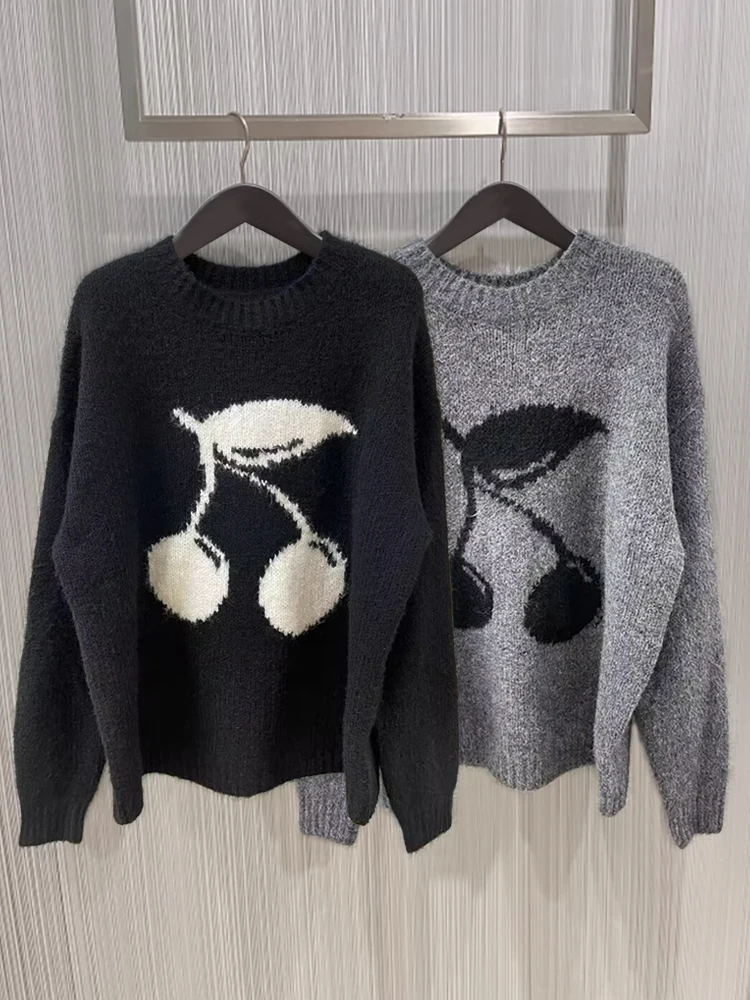 lemar-cherry-knitted-sweater-soft-mohair-loose-long-sleeve-round-neck-lazy-style-women's-spring-2026-fashion-casual-wear