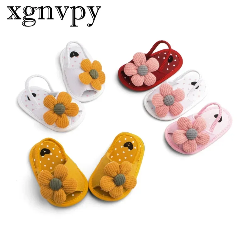 

xgnvpy Summer Sunflower Baby Sandals 0-1 Year Old Soft Soled Toddler Shoes Baby Shoes