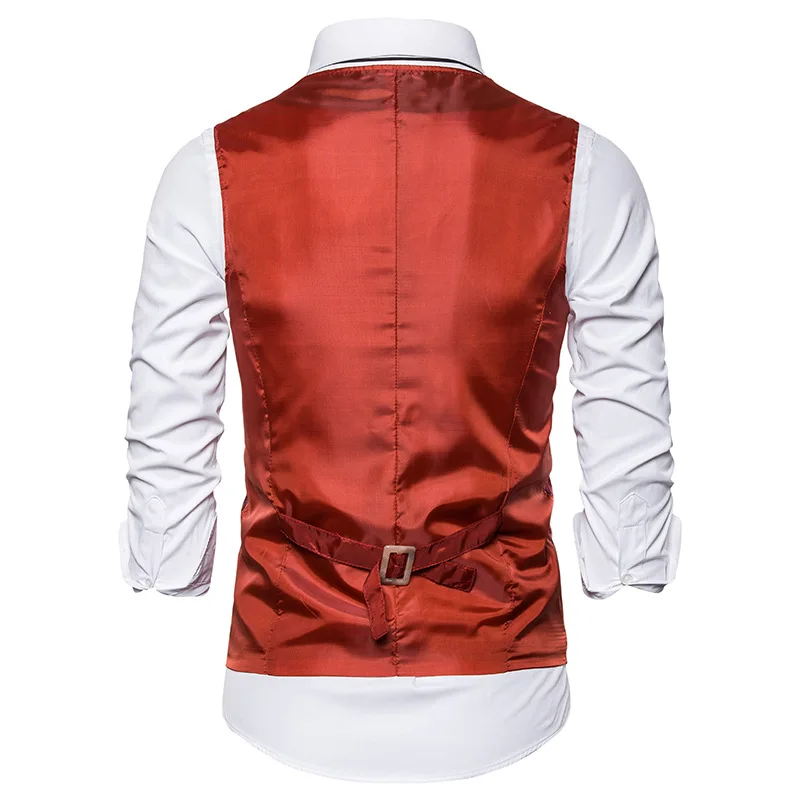 Wine Red Jacquard Suit Vest Men's Patchwork Thin Top Fashion Male Weddings, Dances, Parties, Bars, KTV,Casual Dress Waistcoat