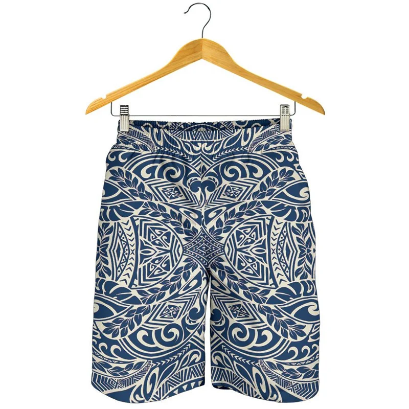 2024 Men's Shorts Boy Hawaii Beach Short Trunks Summer Polynesian Swim Trunks Gym Ice Shorts Boy Board Short Pants Ropa Hombre