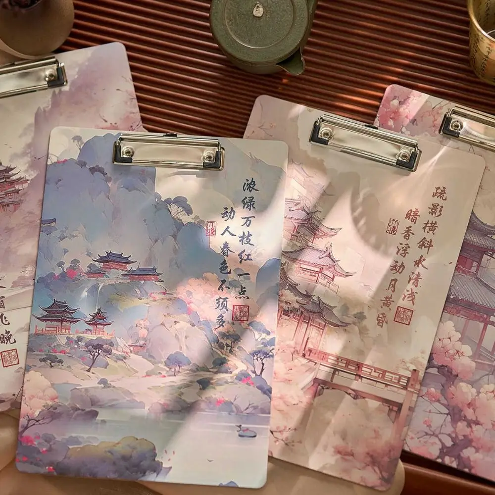Porta documenti multifunzione in stile cinese Porta documenti Porta cartaceo Blocco note Memo Clip Cartella di file A4 antica Uso in ufficio