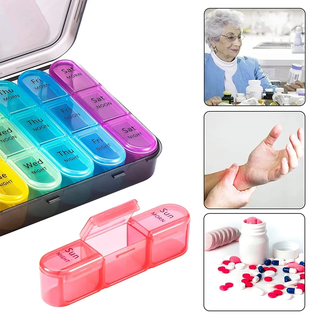 1Pcs Weekly Pill Organizer 4 Times a Day, Daily Pill Box 7 Day,Large Travel Pill Case with 28 Compartment,Vitamin and Supplement