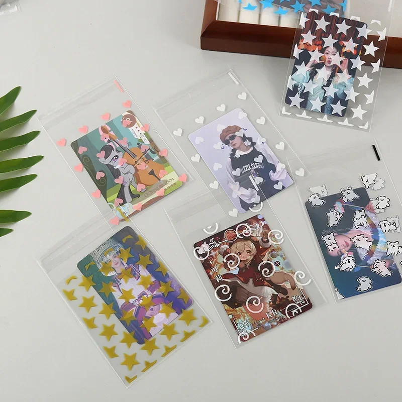 50pcs/pack 8x10cm Transparent Small Packing Bags for Gift Paper Card Packaging Opp Bags Dot Star Birthday Wrapping Supplies