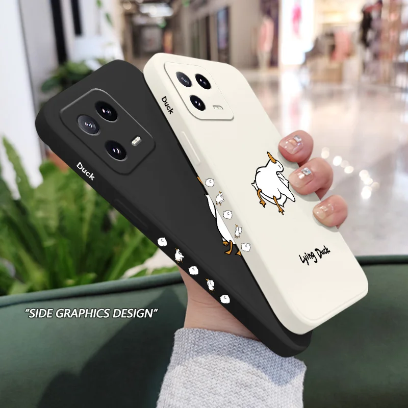 Funda de teléfono Lying Duck para Xiaomi Mi 15 14 14T 13 13T 12 12X 12T 12S 11 11T 10 10T 9 9T Pro Lite cubierta de silicona líquida