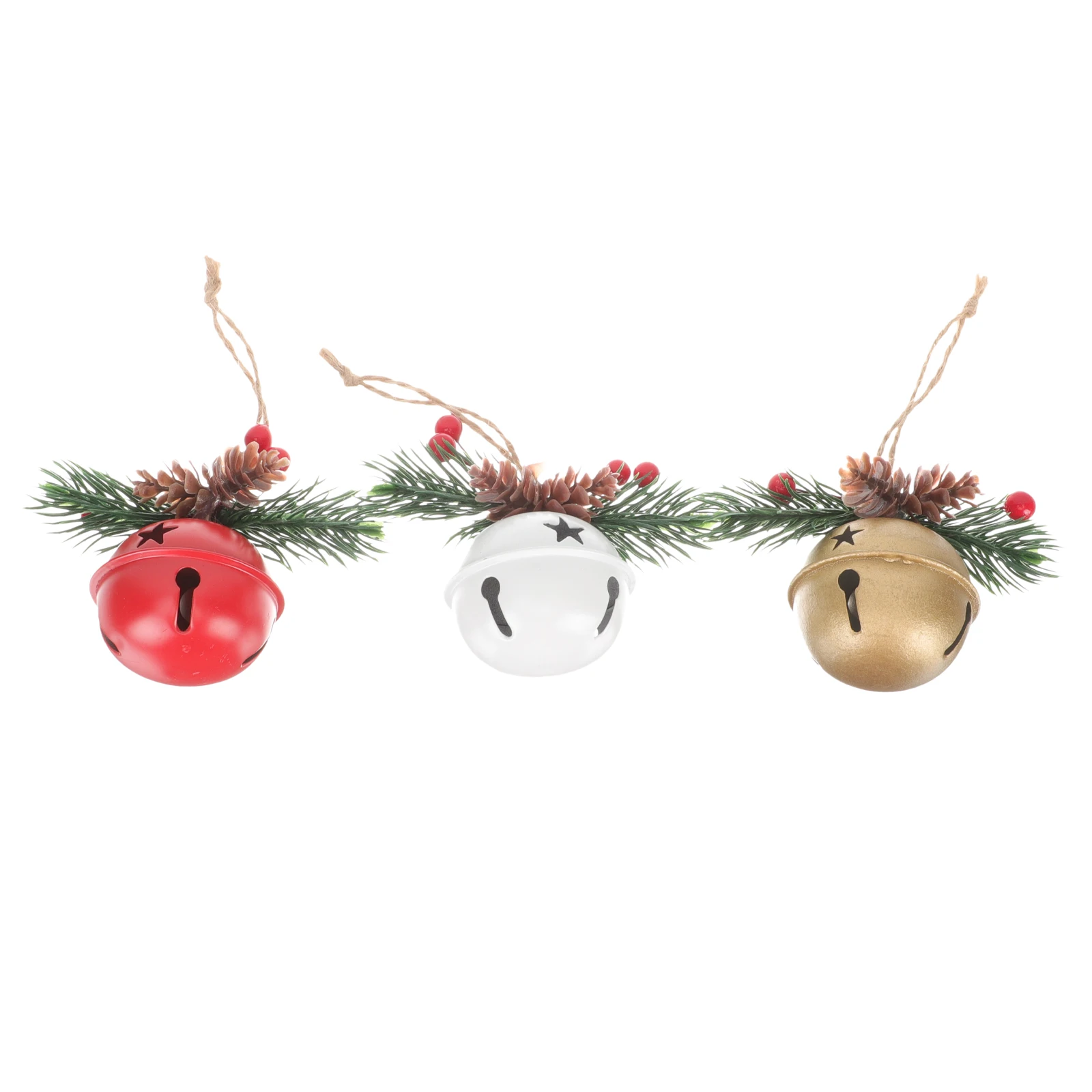 

3 Pcs Spray Paint Bells Christmas Tree naments Christmas Tree Hanging Decor DIY Berry Pendant Accessories Xmas Home naments