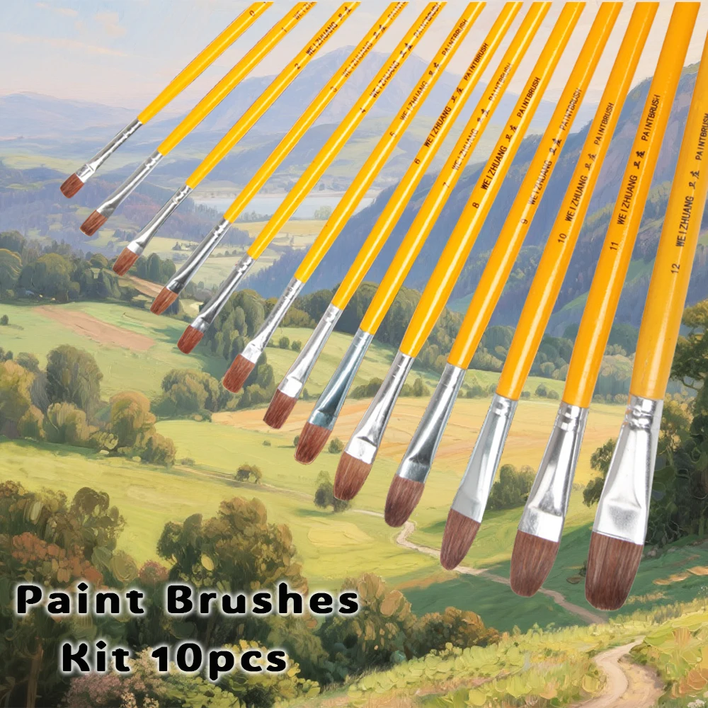 

Кисти для гуаши, набор кистей для акварельной живописи маслом, 10 шт., круглый наконечник