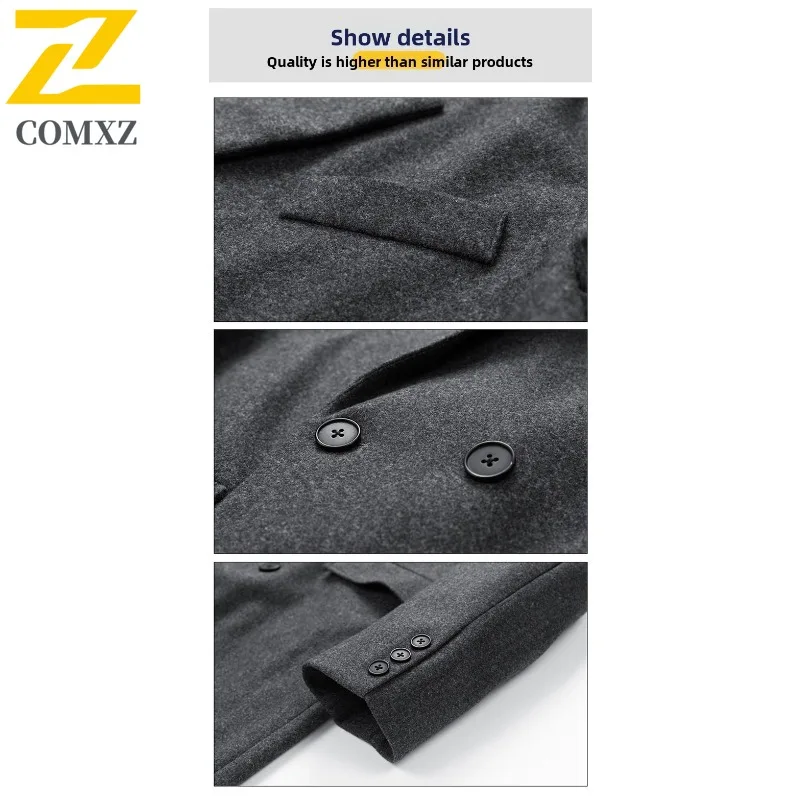 COMXZ Light Luxury Woolen Trench 2025 Casual Turndown Collar Working Lightweight Coats Business Style Autumn Winter New Garment